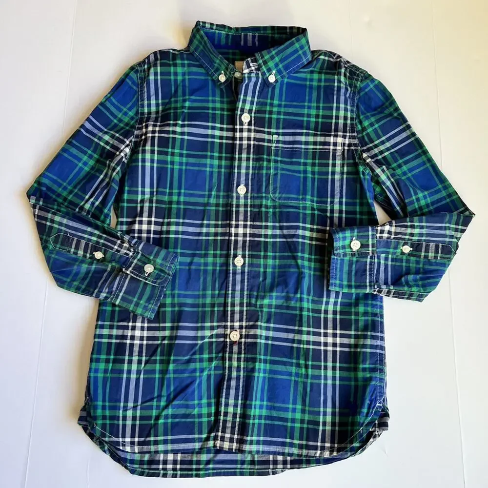Mini Boden Plaid Button Down 7-8 - Picture 2 of 10